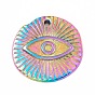 Ion Plating(IP) 304 Stainless Steel Pendants, Flat Round with Eye Pattern