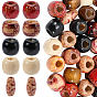 70 шт 4 стили бусины из натурального дерева, окрашенные, без свинца, рондель и бочка