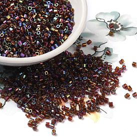 Electroplate Glass Seed Beads, Iris, Hexagon(Two Cut)