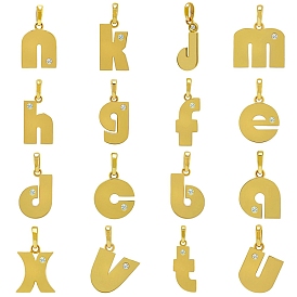 Stainless Steel Cubic Zirconia Charms, Real 18K Gold Plated, Alphabet, Letter A~Z