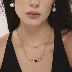 304 ожерелья с подвеской в виде новолуния из нержавеющей стали с натуральным лазуритом