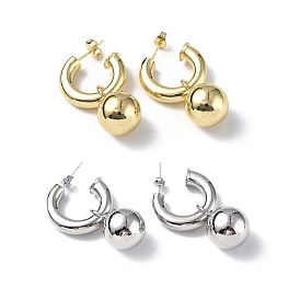 Латунное кольцо с шариками, серьги-гвоздики с подвесками, латунные серьги-кольца для женщин