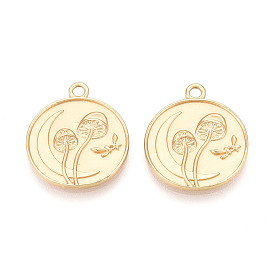 Подвески из сплава , плоский круглый с грибами, без кадмия и без свинца