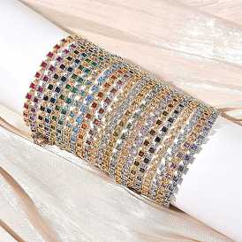 Браслеты с квадратными звеньями из кубического циркония, украшения из латуни для женщин