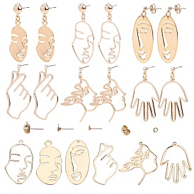 SUNNYCLUE DIY Human Body Theme Earring Making Kits, with Brass Pendants & Ear Nuts, Brass & Iron Stud Earring Findings, Mixed Shape