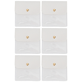 6 шт. сумки для хранения ювелирных изделий из искусственной кожи с железной кнопкой, для серьги, Кольца, , квадратный