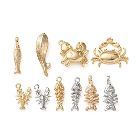 Подвески из морской латуни, амулеты в виде краба/рыбной кости/рыбы/кита/креветки