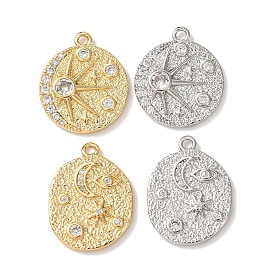 Подвески из латуни в форме звезды и луны с микропаве из кубического циркония, овальные/плоские круглые подвески, долговечный