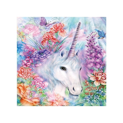 Unicorn Flower Pattern Diamond Painting Kits for Adults Kids, DIY Full Drill Diamond Art Kit, Cartoon Picture Arts and Crafts for Beginners