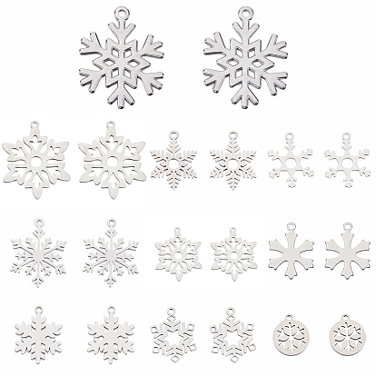 20 шт. 10 стили 304 и 201 подвески из нержавеющей стали, лазерная резка, снежинка очарование