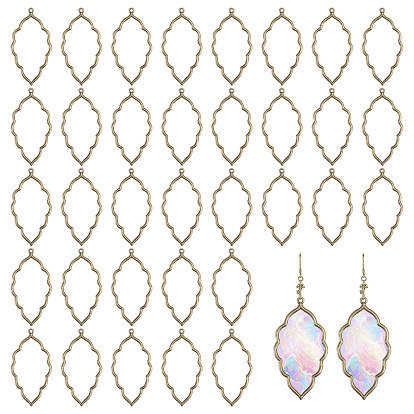 50 шт. тибетский стиль сплав открытый ободок большие подвески, для diy уф смолы, эпоксидная смола, Прессованные цветочные украшения, лист