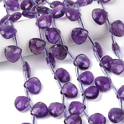 Природный аметист нитей бисера, слеза, граненые, Топ пробуренной, с пластиковыми трубчатыми бусинами