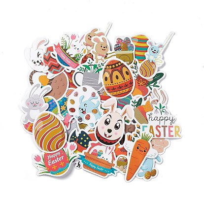 100Pcs 100 Styles Easter Theme Cartoon Paper Sticker Label Set, Adhesive Label Stickers, for Suitcase & Skateboard & Refigerator Decor