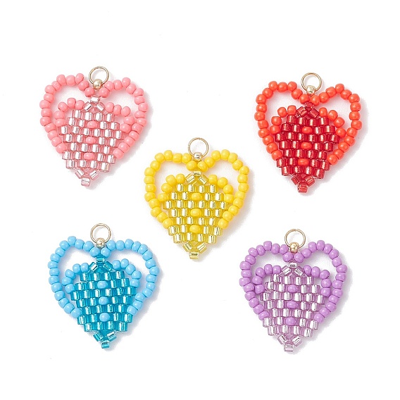 Подвески ручной работы из стеклянных бусин в форме сердца, с 304 петлей из нержавеющей стали