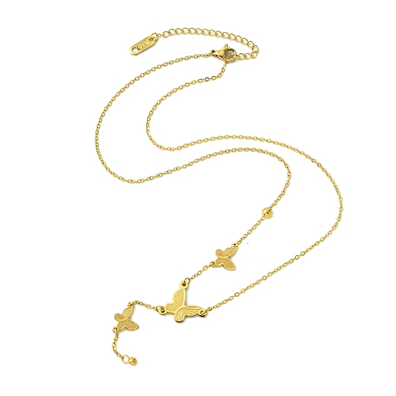 Ионное покрытие (ip) 304 ожерелья с подвесками из нержавеющей стали, бабочка