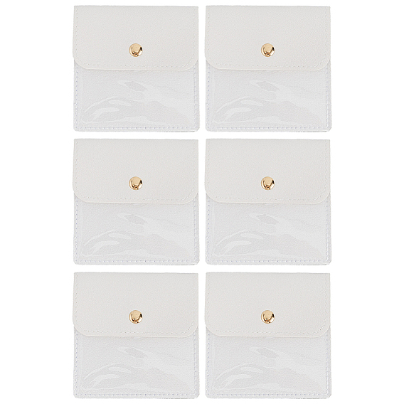 6 шт. сумки для хранения ювелирных изделий из искусственной кожи с железной кнопкой, для серьги, Кольца, , квадратный