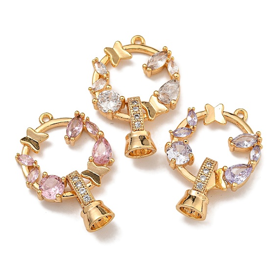 Латунные микро проложить кубического циркония раз за застежками, кольцо с бабочкой, реальный 18 k позолоченный