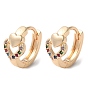 Rack Plating Brass Micro Pave Colorful Cubic Zirconia Hoop Earrings, Hollow Heart