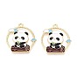Подвески из эмали и сплава, плоские круглые и панда-подвески, золотой свет