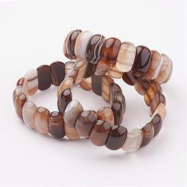 Natural Agate Stretch Bracelets, Dyed