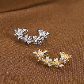 Fashionable Diamond Flower Ear Clip - Lightweight, Unique Design, No Piercing Ear Decoration.