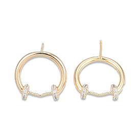 Ring Brass Clear Cubic Zirconia Stud Earrings for Women, Cadmium Free & Nickel Free & Lead Free