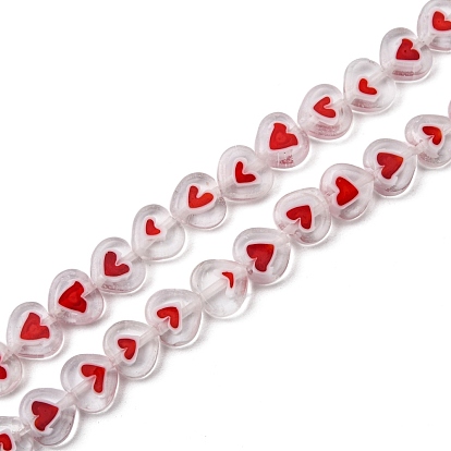 Handmade Lampwork Beads Strands, Heart in Heart