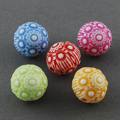 Акриловые бусины, ремесла стиль, круглые, разноцветные, 15x15 мм, отверстие : 2 мм