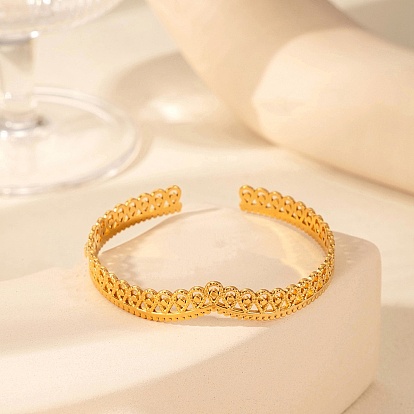 304 женские браслеты-манжеты из нержавеющей стали, листовая корона