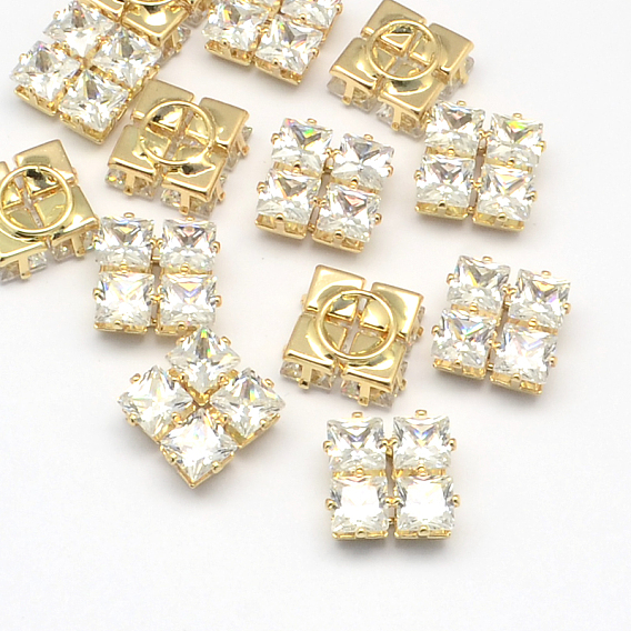 Квадрат медные кубического циркония кабошоны, 16x16x7 мм