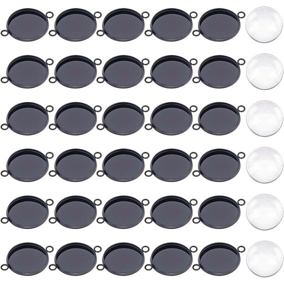 Набор для изготовления плоского круглого купольного соединителя своими руками, включая настройки звеньев из нержавеющей стали, Кабошоны из стекла