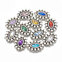 Alloy Flat Back Cabochons, with Rhinestone & Acrylic Rhinestone, ABS Plastic Imitation Pearl, Faceted, Oval, Antique Silver