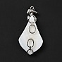Natural White Shell Pendants, Teardrop Charm, with Stainless Steel Color Plated 304 Stainless Steel Sea Horse Findings and Jump Ring