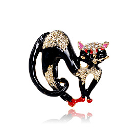 Creative Cat Brooch with Oil-inlaid Diamond Animal Brooch Egyptian Cat Collar Pin - Prevent Exposure