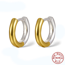 Two Tone 925 Sterling Silver Huggie Hoop Earrings for Women
