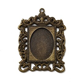 Прямоугольник тибетский стиль сплава настройки большой кулон кабошон, без свинца, без никеля и без кадмия, овальный поднос: 25x18 мм, 50x35.5x2 мм, Отверстие : 2 мм , около 105 шт / 1000 г