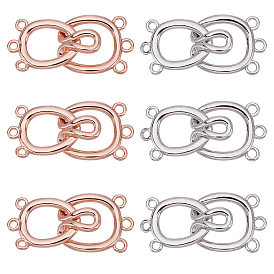 Brass Hook Clasps, 3-Strand, 6-Hole
