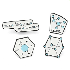 Chemical Equation/Molecular Geometry Enamel Pins, Black Alloy Badge for Backpack Clothes