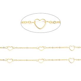 Cadenas de cable de bronce hechas a mano, con anillo de enlace de corazón y carrete, soldada, Plano Oval, larga duración plateado