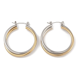 Ion Plating(IP) 201 Stainless Steel Hoop Earrings, with 304 Stainless Steel Pin