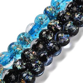 Handmade Dichroic Foil Glass Beads Strands, Rondelle