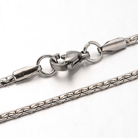 304 из нержавеющей стали витой цепочки ожерелья, с карабин-лобстерами , 19.6 дюйм (50 см), 2 мм