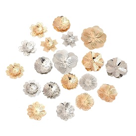 Шапочки и конусы для бусин, латунные, цветок