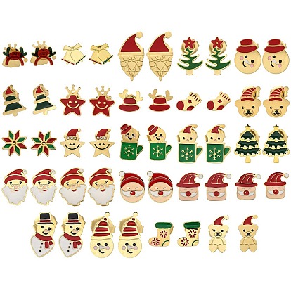 Ионное покрытие (ip) 304 серьги-пусеты с эмалью из нержавеющей стали, реальный 14 k позолоченный, на Рождество