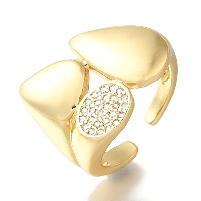 Покрытие стойки овальные и каплевидные латунные прозрачные кольца с цирконием открытые манжеты, без кадмия и без свинца, долговечный, для женщин