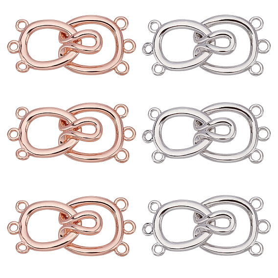 Brass Hook Clasps, 3-Strand, 6-Hole