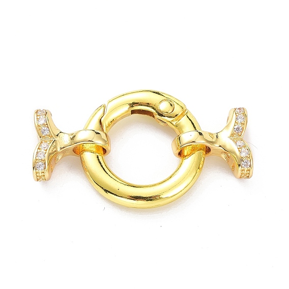 Латунное микропейв, прозрачный кубический цирконий, складные застежки, плоско-круглые
