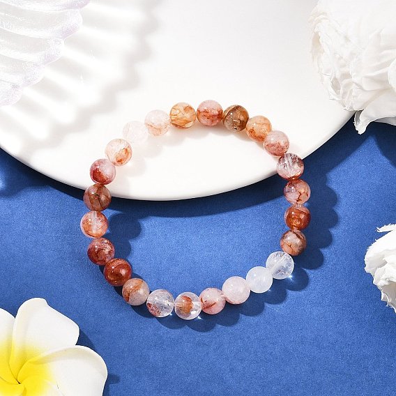 Браслеты из натуральных круглых бусин красного гематоидного кварца для мужчин и женщин