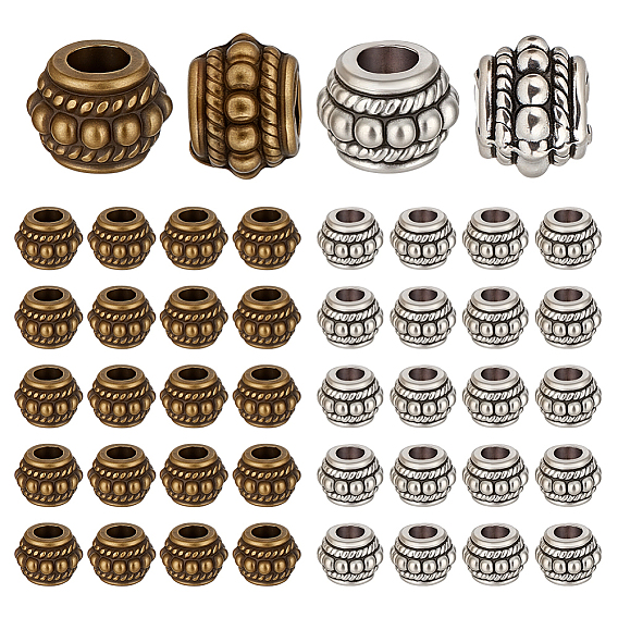200Pcs 2 Colors Tibetan Style Alloy Beads, Rondelle