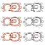 Brass Hook Clasps, 3-Strand, 6-Hole